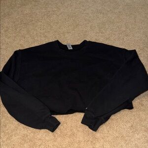 Crop Black womens Crewneck Sweater
